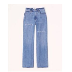 Abercrombie & Fitch Curve Love Medium Destroy High Rise 90s Relaxed Jeans 30 10L